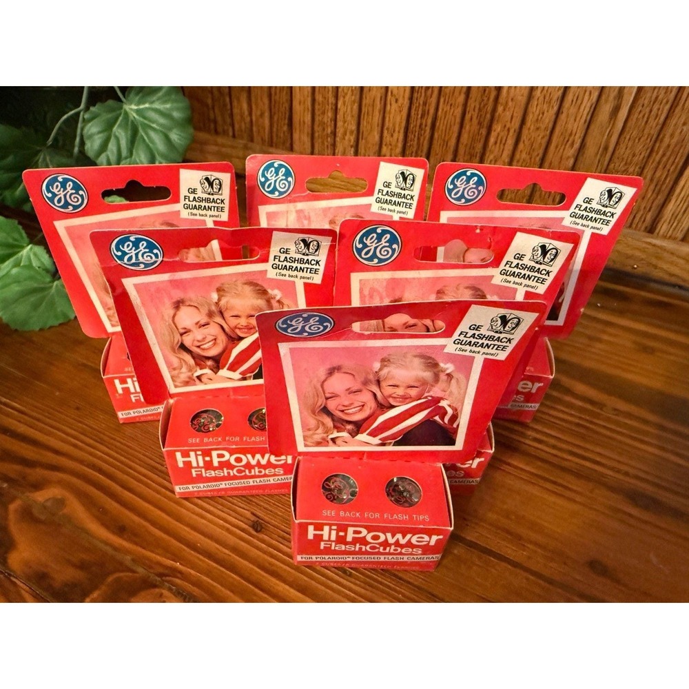 Lot of 6 Vintage GE Hi-Power FlashCubes Unused Polaroid Camera Flash Cubes